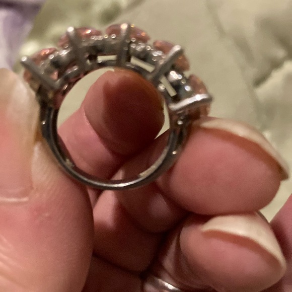 Stunning Pink Ice Ring With Cubic Zirconias Size 5 Rodium Over Sterling Silver - Picture 5 of 6